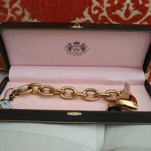 Juicy Couture Gold Tone Heart Charm Fashion Bracelet